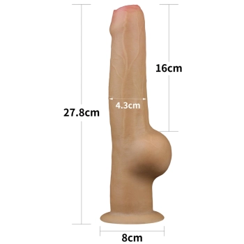Dildo realistyczne dwuwarstwowe silikonowe Lovetoy z uchwytem 28 cm