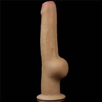 Dildo realistyczne dwuwarstwowe silikonowe Lovetoy z uchwytem 28 cm