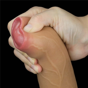 Dildo realistyczne dwuwarstwowe silikonowe Lovetoy z uchwytem 28 cm