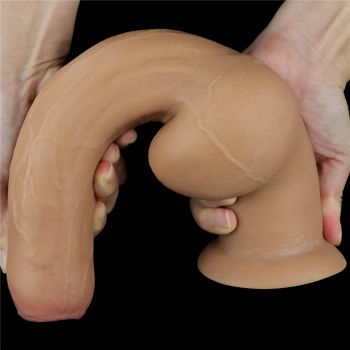 Dildo realistyczne dwuwarstwowe silikonowe Lovetoy z uchwytem 28 cm