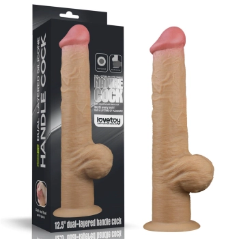 Dildo realistyczne dwuwarstwowe silikonowe z uchwytem Lovetoy 32 cm