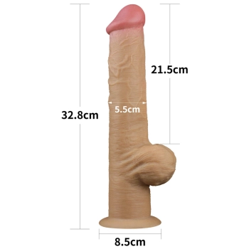 Dildo realistyczne dwuwarstwowe silikonowe z uchwytem Lovetoy 32 cm