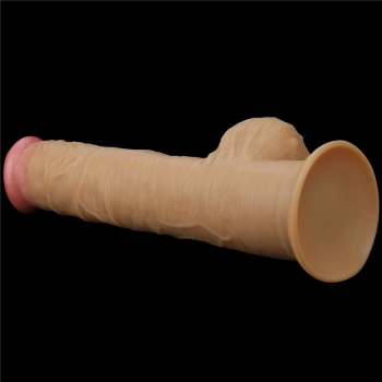 Dildo realistyczne dwuwarstwowe silikonowe z uchwytem Lovetoy 32 cm