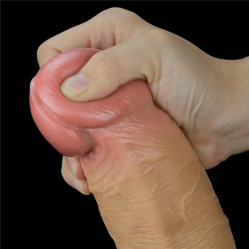 Dildo realistyczne dwuwarstwowe silikonowe z uchwytem Lovetoy 32 cm