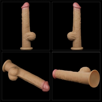Dildo realistyczne dwuwarstwowe silikonowe z uchwytem Lovetoy 32 cm