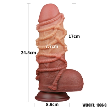 9.5 Dual layered Platinum Silicone Cock with Rope