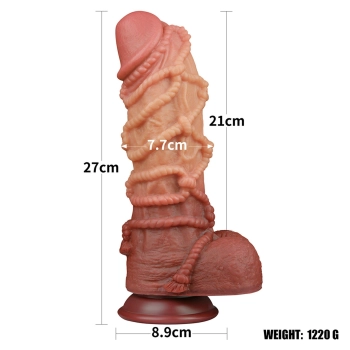 10.5 Dual layered Platinum Silicone Cock with Rope