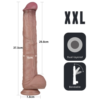 14.5 Dual Layered Bendable Silicone Cock XXL(Flesh)