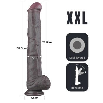 14.5 Dual Layered Bendable Silicone Cock XXL(Black)