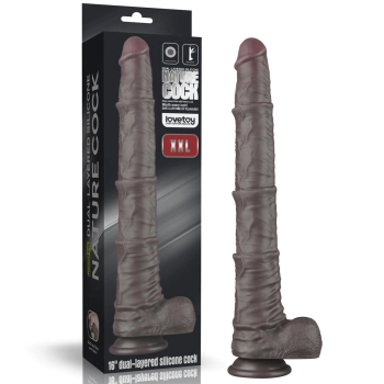 16 Dual Layered Bendable Silicone Cock XXL(Black)