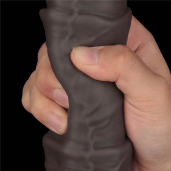 16 Dual Layered Bendable Silicone Cock XXL(Black)