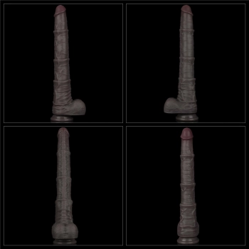 16 Dual Layered Bendable Silicone Cock XXL(Black)