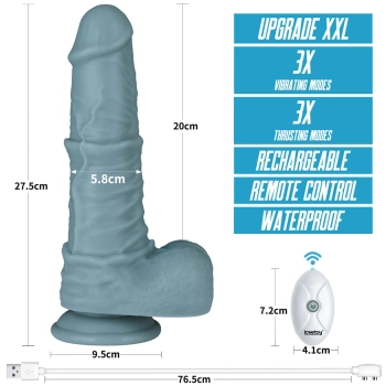 11 Rechargeable Thrusting and Vibrating Silicone Dildo with Remote