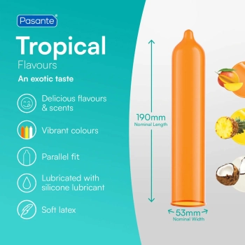 Prezerwatywy Pasante Tropical mango ananas kokos 144 szt