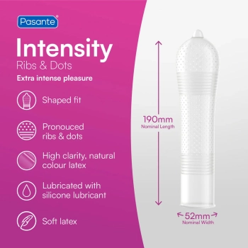 Prezerwatywy Pasante Ribs Dots Intensity prążkowane kropkowane 144 szt