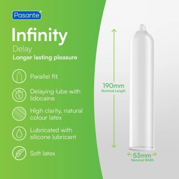 Prezerwatywa opóźniająca Pasante Infinity X Delay naturalna 19 cm 1 sztuka