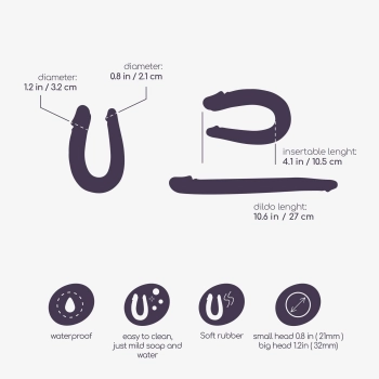 Dildo podwójne Double Trouble Crushious fioletowe 27 cm