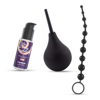 Zestaw analny Crushious gruszka 90 ml łańcuszek 10 perełek