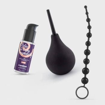 Zestaw analny Crushious gruszka 90 ml łańcuszek 10 perełek