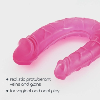Podwójne dildo Crushious Deep Diver różowe z lubrykantem 50 ml