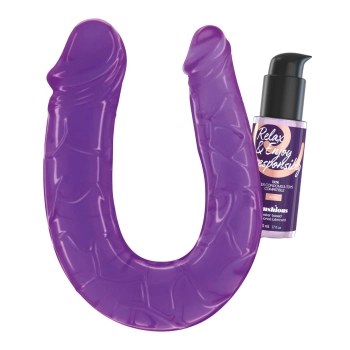 Podwójne dildo Crushious Deep Diver fioletowe z lubrykantem 50ml