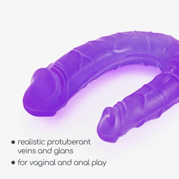 Podwójne dildo Crushious Deep Diver fioletowe z lubrykantem 50ml
