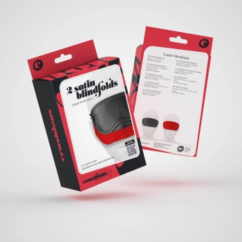 2 SATIN BLINDFOLDS CRUSHIOUS BLACK & RED