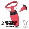 Stymulator z ssaniem i wibrującymi językami Crushious Scarlet USB