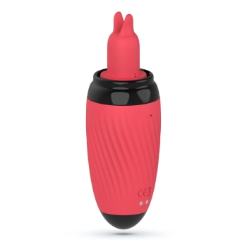 Stymulator z ssaniem i wibrującymi językami Crushious Scarlet USB