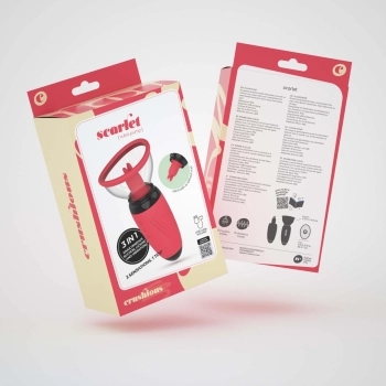 Stymulator z ssaniem i wibrującymi językami Crushious Scarlet USB