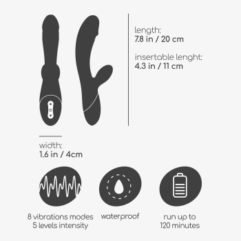 Wibrator króliczek Crushious Dare Dong silikonowy USB 20 cm
