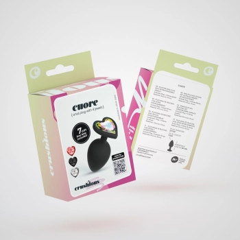 Silikonowy korek analny Crushious Cuore mały z 4 kryształkami 7cm