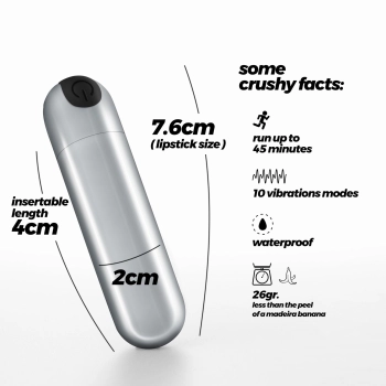 Wibrator mini Crushious iMoan srebrny USB 7,6 cm