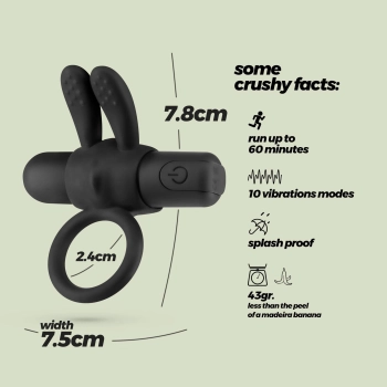 Pierścień erekcyjny wibrujący Crushious Wonka silikonowy USB 7,8 cm
