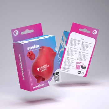 Stymulator łechtaczki z językiem Crushious Rosita silikonowy USB 6 cm