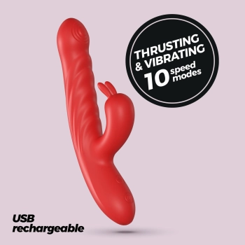 Wibrator króliczek Crushious Lapin posuwisty czerwony USB