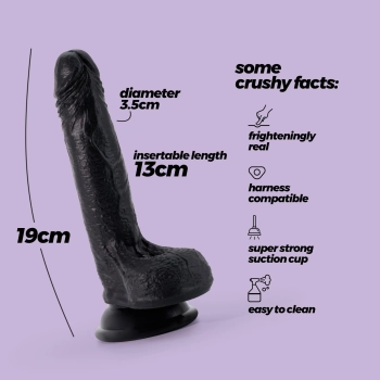 Dildo realistyczne Crushious Inviktus silikonowe czarne 19 cm