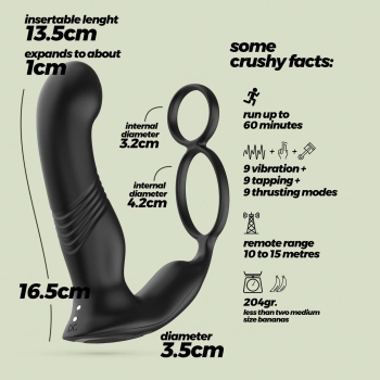 Masażer prostaty Crushious Erixos z pilotem silikonowy 16,5 cm