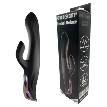 Wibrator króliczek Rachel Deluxe Power Escorts czarny silikonowy USB 23 cm