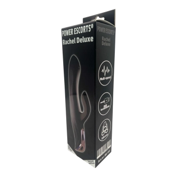 Wibrator króliczek Rachel Deluxe Power Escorts czarny silikonowy USB 23 cm