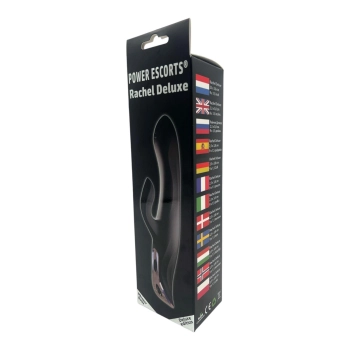 Wibrator króliczek Rachel Deluxe Power Escorts czarny silikonowy USB 23 cm