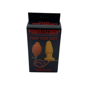 Wibrujący korek analny pompowany Power Escorts silikonowy 10 cm miąższowy