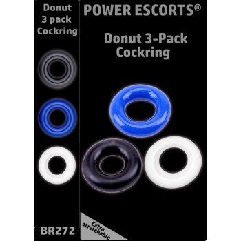 Pierścienie erekcyjne donut Power Escorts 3 sztuki TPE