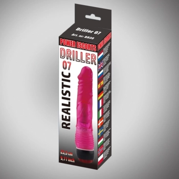 Wibrator realistyczny Driller 07 Power Escorts czerwony 21,5 cm