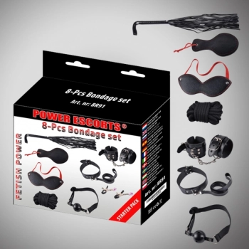 Zestaw bondage 8 częściowy Power Escorts czarny