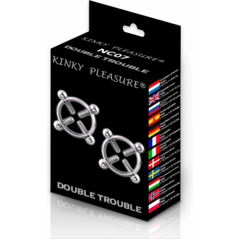 Klipsy na sutki Kinky Pleasure Double Trouble regulowane stal nierdzewna