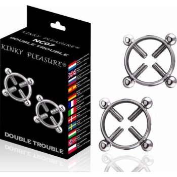 Klipsy na sutki Kinky Pleasure Double Trouble regulowane stal nierdzewna