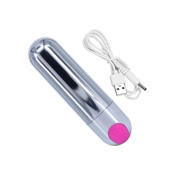 Wibrator-Strong Bullet Vibrator Silver/Pink USB 10 Function