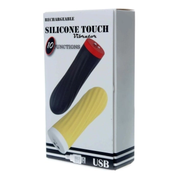 Stymulator-Rechargeable Silicone Touch Vibrator USB 10 Functions - Yellow