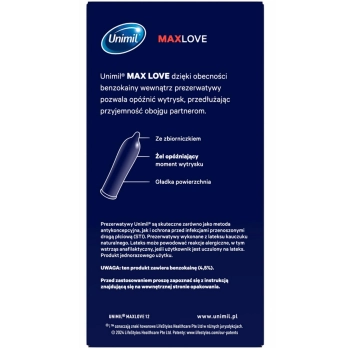 Prezerwatywy opóźniające Unimil Max Love 12 szt